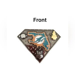 Miami Dolphins Teal and Orange Metal Pin - Florida Map Design